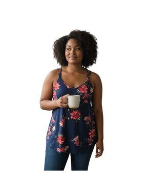 Papermoon Basima Back Detail Knit Top~Size 3X~Navy Floral Stitch Fix Tank~L3 04